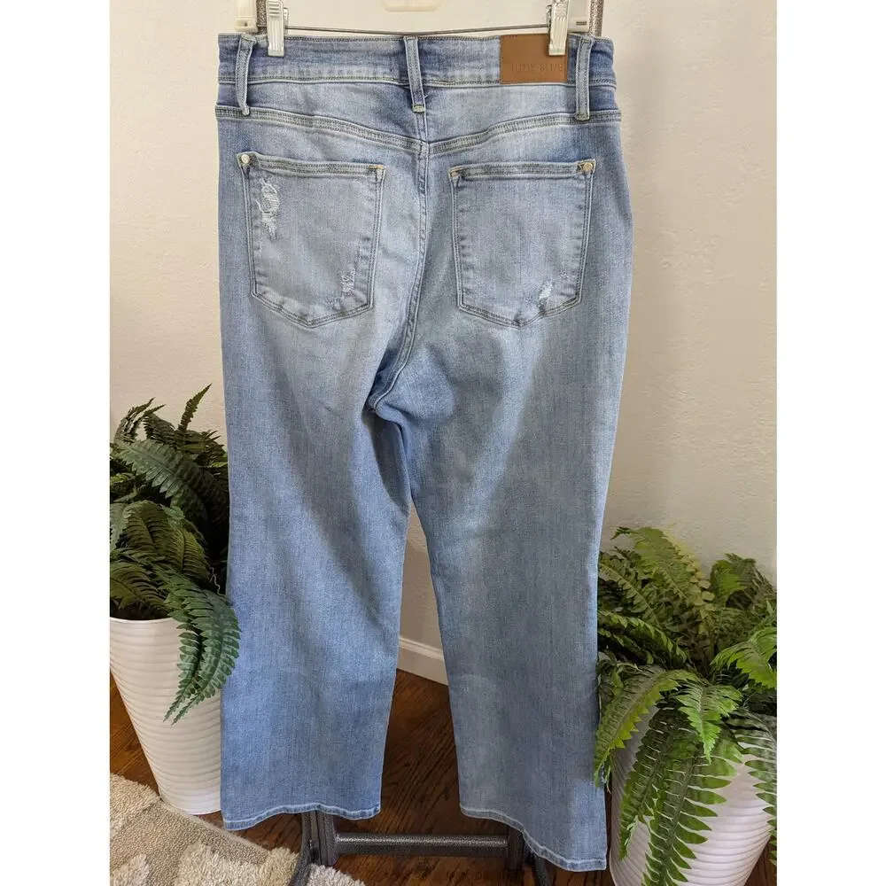 Judy Blue Mid Rise Straight Fit Women's Denim Jeans Sz 14W - Picture 2 of 15